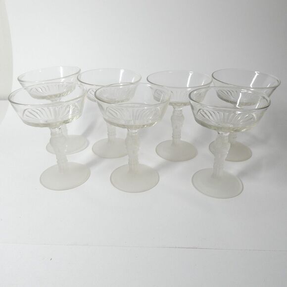 Duncan & Miller Three Faces - Set of 7 Footed Sherbet Glasses 4.75" EAPG MMA - Picture 2 of 11